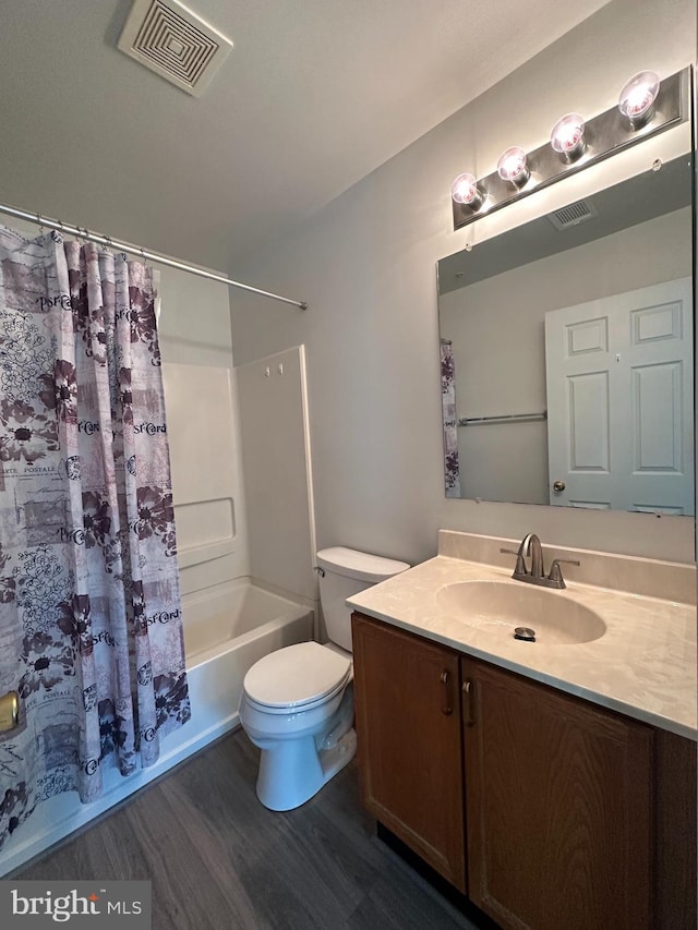 1 Warthens Way Unit H, Emmitsburg, MD 21727 - full bathroom with wood finished floors, toilet, vanity, and shower / bath combination with curtain