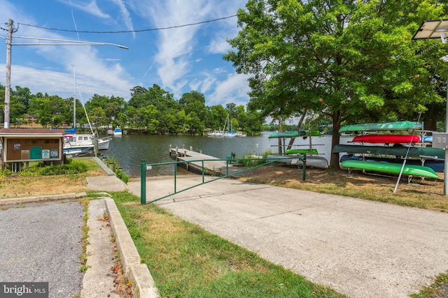 exterior space featuring a dock