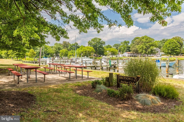 view of community featuring a water view