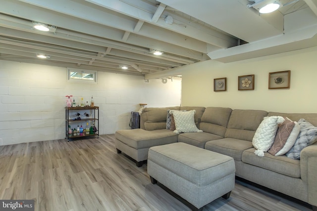 living area featuring wood finished floors