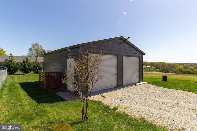 view of outdoor structure featuring fence and an outdoor structure
