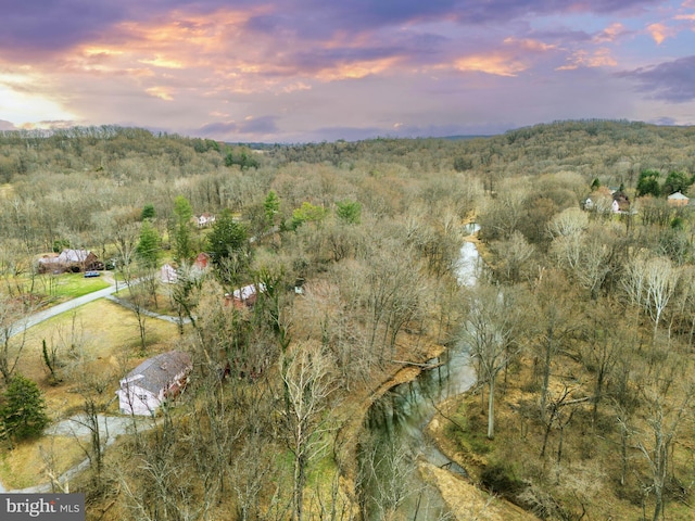 drone / aerial view with a forest view