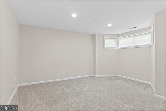 10232 Rutland Round Rd Unit 24, Columbia, MD 21044 - basement featuring baseboards, visible vents, carpet, and recessed lighting
