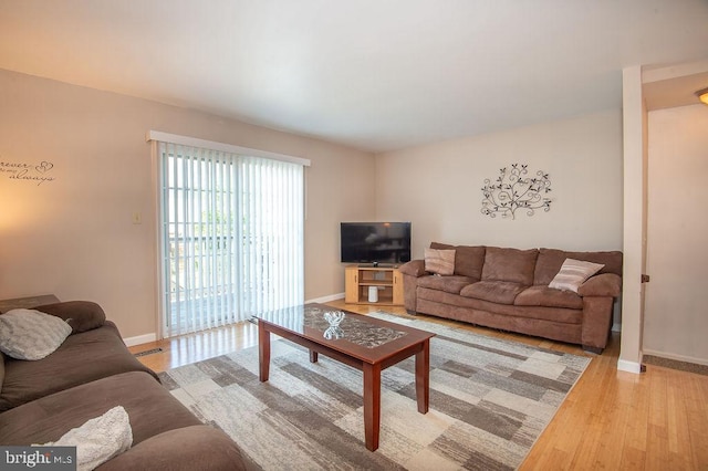 living room featuring baseboards and wood finished floors