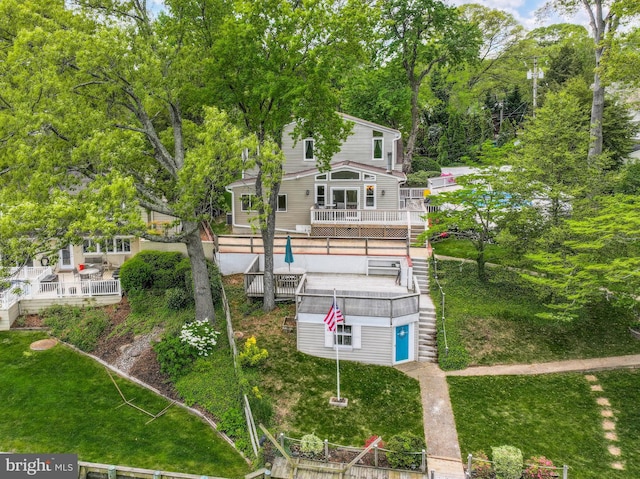611 Cypress Rd, Severna Park, MD 21146 - exterior space featuring stairway and a wooden deck