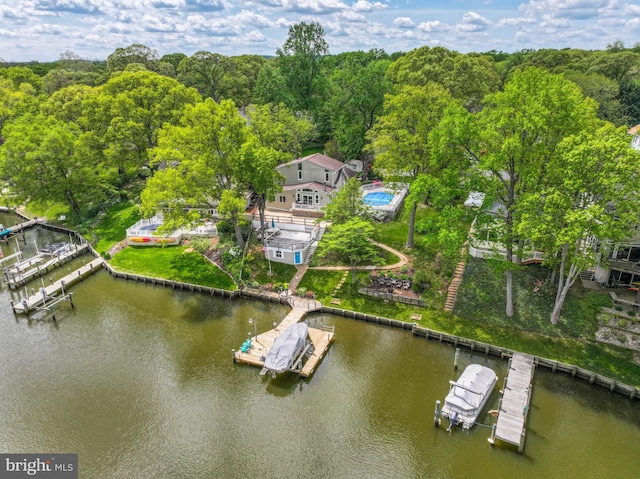 611 Cypress Rd, Severna Park, MD 21146 - aerial view with a water view and a forest view