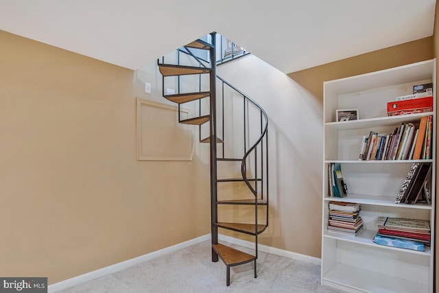 611 Cypress Rd, Severna Park, MD 21146 - staircase with carpet flooring and baseboards