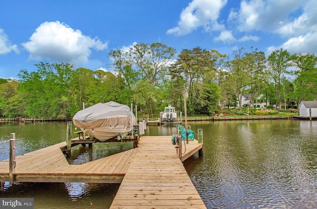 611 Cypress Rd, Severna Park, MD 21146 - view of dock featuring boat lift and a water view