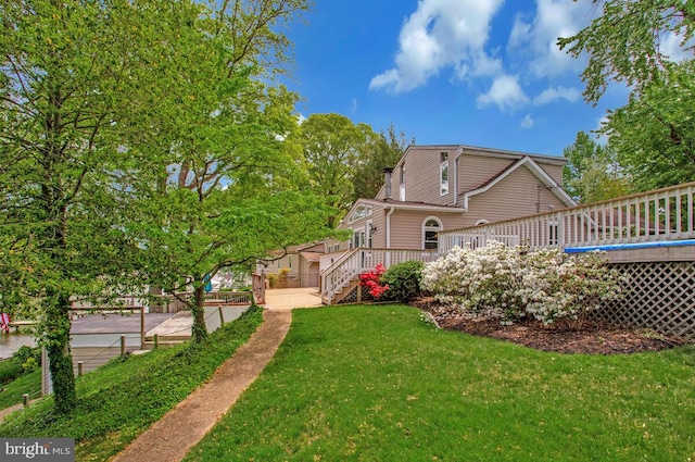 611 Cypress Rd, Severna Park, MD 21146 - view of yard featuring a wooden deck and stairs