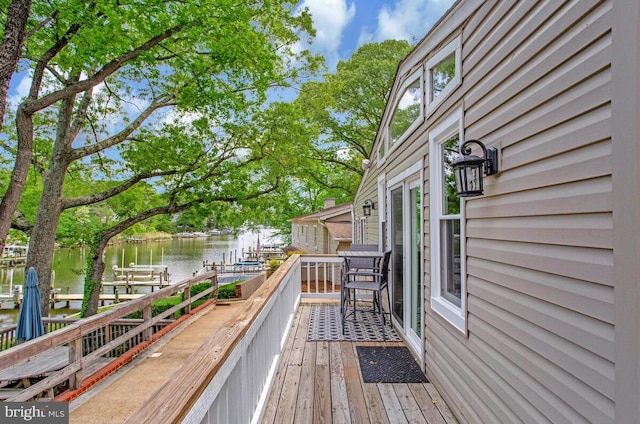 611 Cypress Rd, Severna Park, MD 21146 - wooden terrace featuring a water view and a boat dock