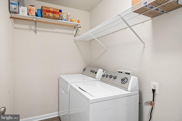 1201 Preserve Ln, Fredericksburg, VA 22401 - washroom with baseboards, laundry area, and washing machine and dryer