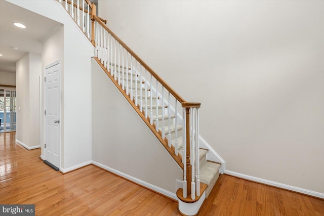 1201 Preserve Ln, Fredericksburg, VA 22401 - stairway with wood finished floors, recessed lighting, and baseboards