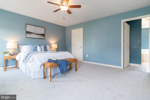 4600 Forge Acre Dr, Perry Hall, MD 21128 - bedroom with baseboards, a ceiling fan, carpet, and ensuite bath