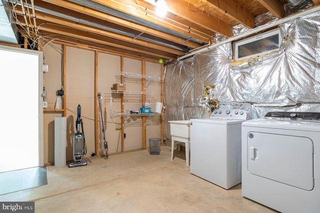 4600 Forge Acre Dr, Perry Hall, MD 21128 - unfinished basement featuring washing machine and clothes dryer