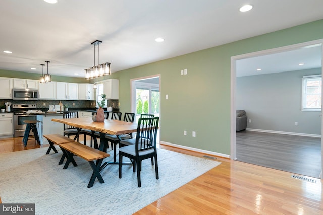 4600 Forge Acre Dr, Perry Hall, MD 21128 - dining room with recessed lighting, visible vents, and light wood-style flooring