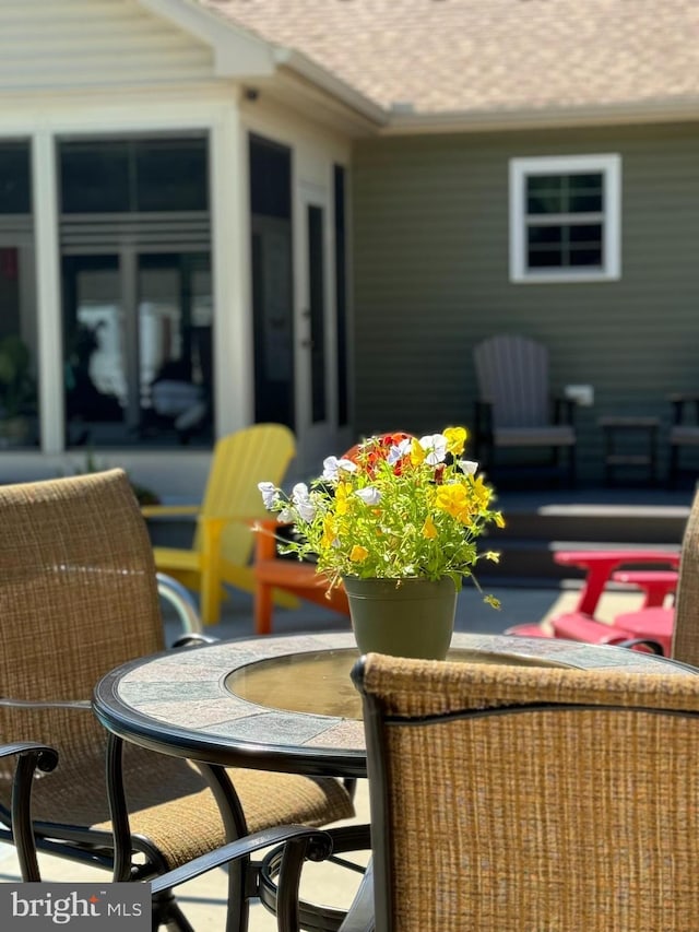 balcony with a patio area