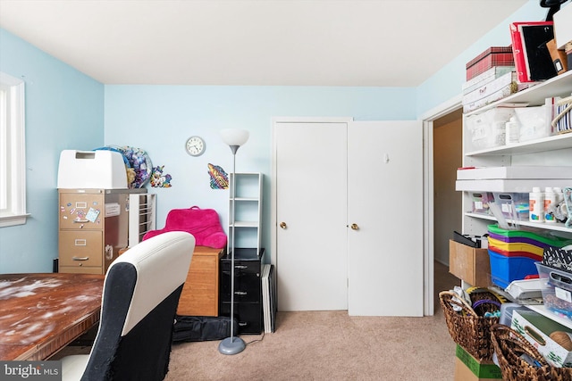 view of carpeted office space