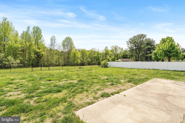 view of yard with a patio and fence