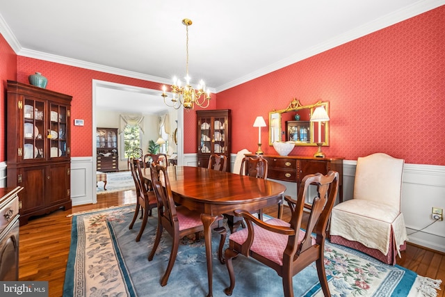 9 Selsed Garth, Lutherville Timonium, MD 21093 - dining room featuring ornamental molding, wallpapered walls, and a notable chandelier