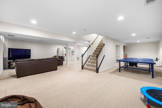 9 Selsed Garth, Lutherville Timonium, MD 21093 - rec room with carpet floors, baseboards, recessed lighting, and visible vents
