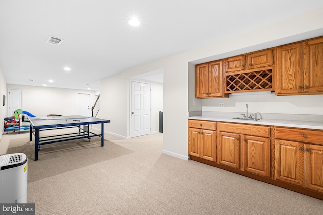 9 Selsed Garth, Lutherville Timonium, MD 21093 - bar with light colored carpet, a sink, recessed lighting, wet bar, and visible vents