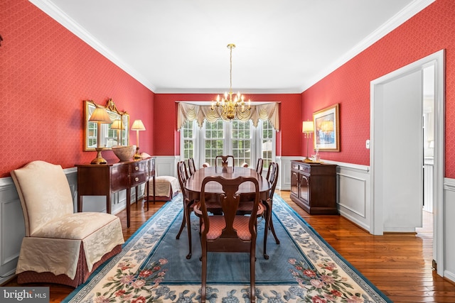 9 Selsed Garth, Lutherville Timonium, MD 21093 - dining space featuring wood-type flooring, crown molding, and a notable chandelier