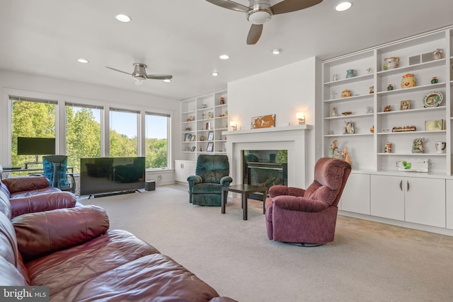 23 Deerfield Rd, Lancaster, PA 17603 - living area featuring recessed lighting, ceiling fan, and light colored carpet