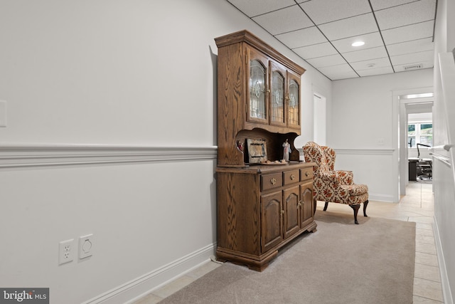 23 Deerfield Rd, Lancaster, PA 17603 - hall with light tile patterned flooring, recessed lighting, a paneled ceiling, and baseboards