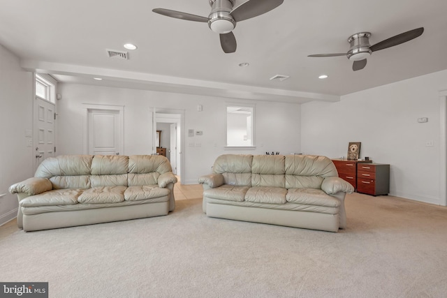 23 Deerfield Rd, Lancaster, PA 17603 - carpeted living room with ceiling fan, recessed lighting, and baseboards
