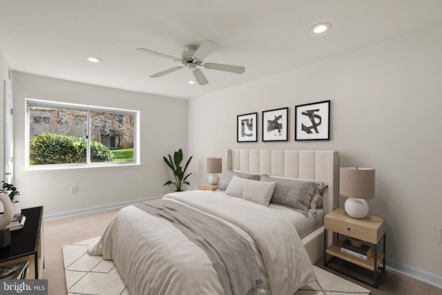 5109 Crossfield Ct Unit 4, Rockville, MD 20852 - bedroom with recessed lighting, baseboards, light wood-type flooring, and ceiling fan