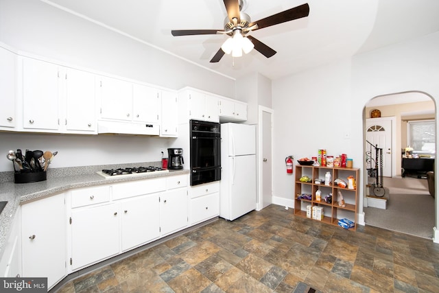 1104 High St, Haddon Heights, NJ 08035 - kitchen featuring white appliances, a warming drawer, under cabinet range hood, and stone finish flooring