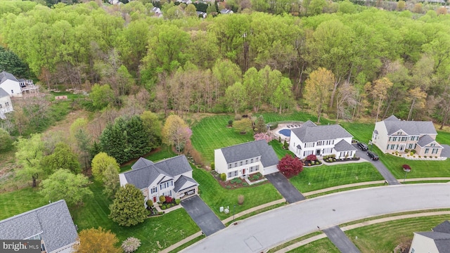 birds eye view of property with a residential view
