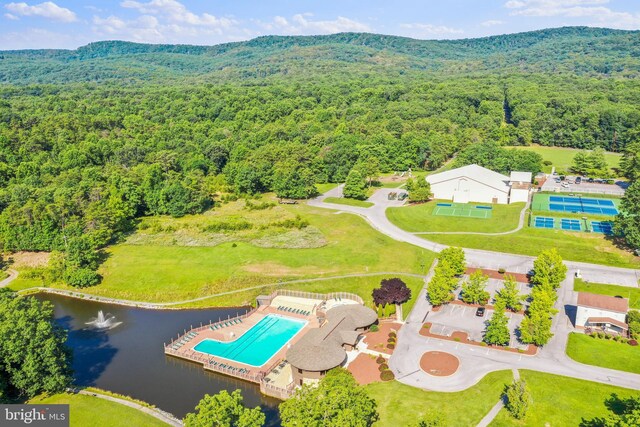 11 Spearpoint Ln, Hedgesville, WV 25427 - birds eye view of property with a water and mountain view and a forest view