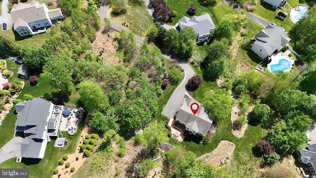 bird's eye view with a residential view