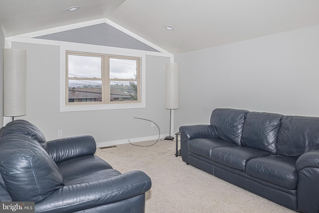 116 N 8th St Unit 2, Oakland, MD 21550 - living room featuring recessed lighting, vaulted ceiling, carpet flooring, baseboards, and visible vents