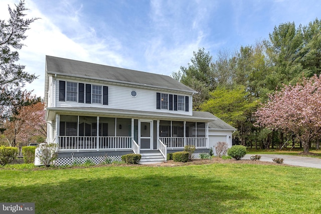 260 High Banks Rd, Stephenson, VA 22656 - view of front of property featuring a sunroom, driveway, a front yard, and a garage