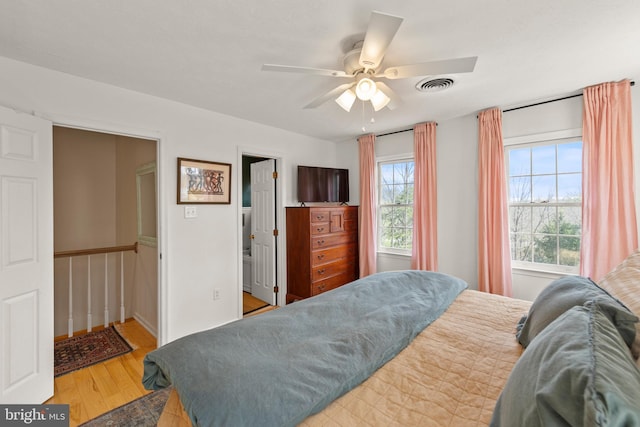 260 High Banks Rd, Stephenson, VA 22656 - bedroom with ceiling fan, visible vents, and light wood-type flooring