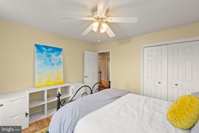 260 High Banks Rd, Stephenson, VA 22656 - bedroom with a ceiling fan, light wood finished floors, and a closet