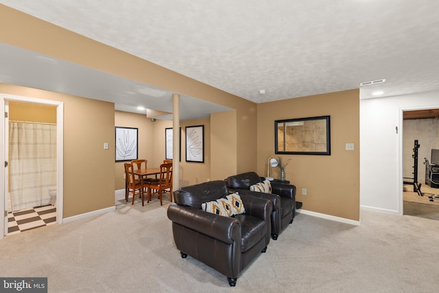 260 High Banks Rd, Stephenson, VA 22656 - carpeted living room featuring baseboards, visible vents, a textured ceiling, and recessed lighting