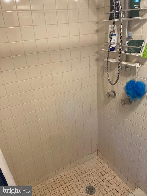 bathroom with a stall shower