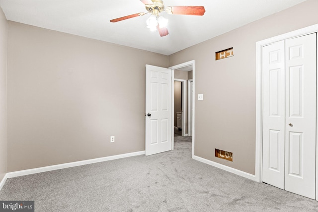 1604 Kathryn St, New Cumberland, PA 17070 - unfurnished bedroom with carpet, a closet, baseboards, and a ceiling fan