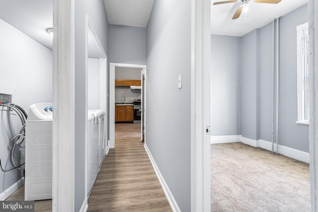 840 Cumberland St, Gloucester City, NJ 08030 - hall with baseboards and independent washer and dryer