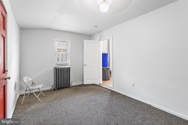 840 Cumberland St, Gloucester City, NJ 08030 - unfurnished bedroom with radiator, carpet floors, baseboards, a ceiling fan, and lofted ceiling