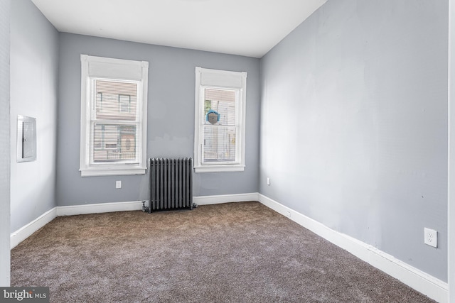 840 Cumberland St, Gloucester City, NJ 08030 - unfurnished room with radiator heating unit, carpet floors, baseboards, and electric panel