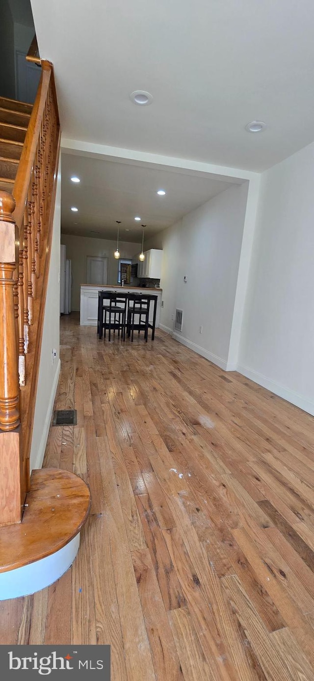 2113 E William St, Philadelphia, PA 19134 - interior space with hardwood / wood-style floors, stairs, recessed lighting, baseboards, and visible vents