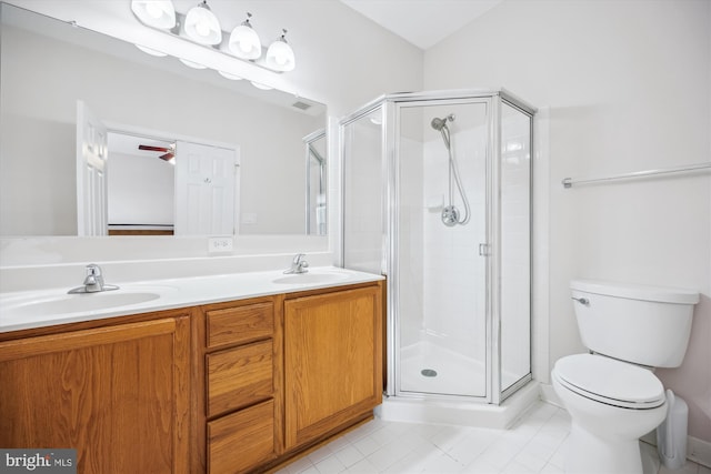 14019 Rockingham Rd, Germantown, MD 20874 - full bath featuring a shower stall, toilet, tile patterned floors, and double vanity