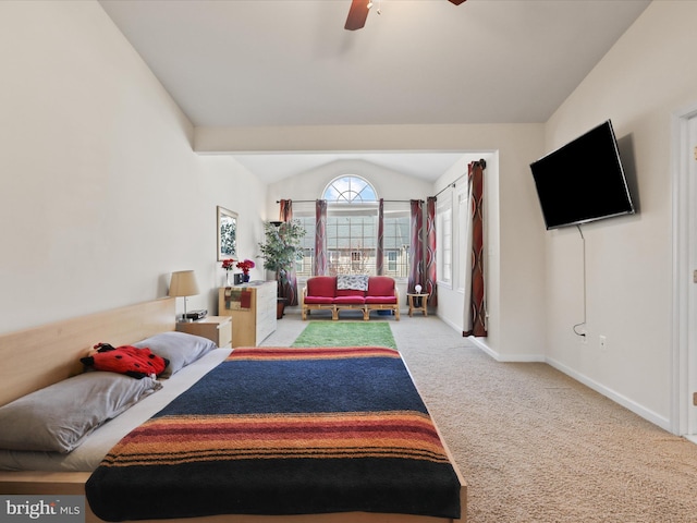 43260 Mitcham Sq, Ashburn, VA 20148 - carpeted bedroom featuring ceiling fan, lofted ceiling, and baseboards