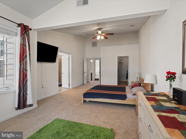 43260 Mitcham Sq, Ashburn, VA 20148 - bedroom with a walk in closet, visible vents, light colored carpet, and baseboards