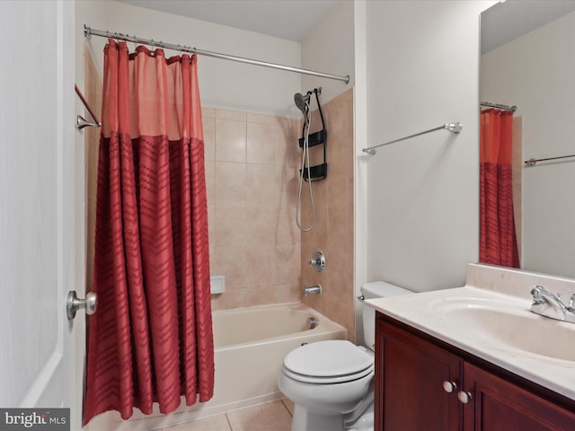 43260 Mitcham Sq, Ashburn, VA 20148 - bathroom with toilet, shower / bath combo, tile patterned flooring, and vanity