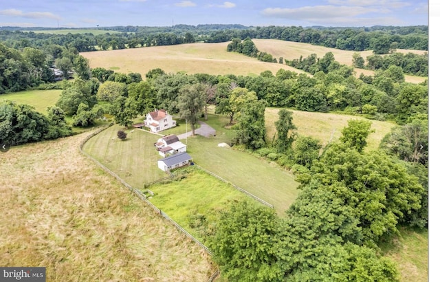 bird's eye view featuring a rural view